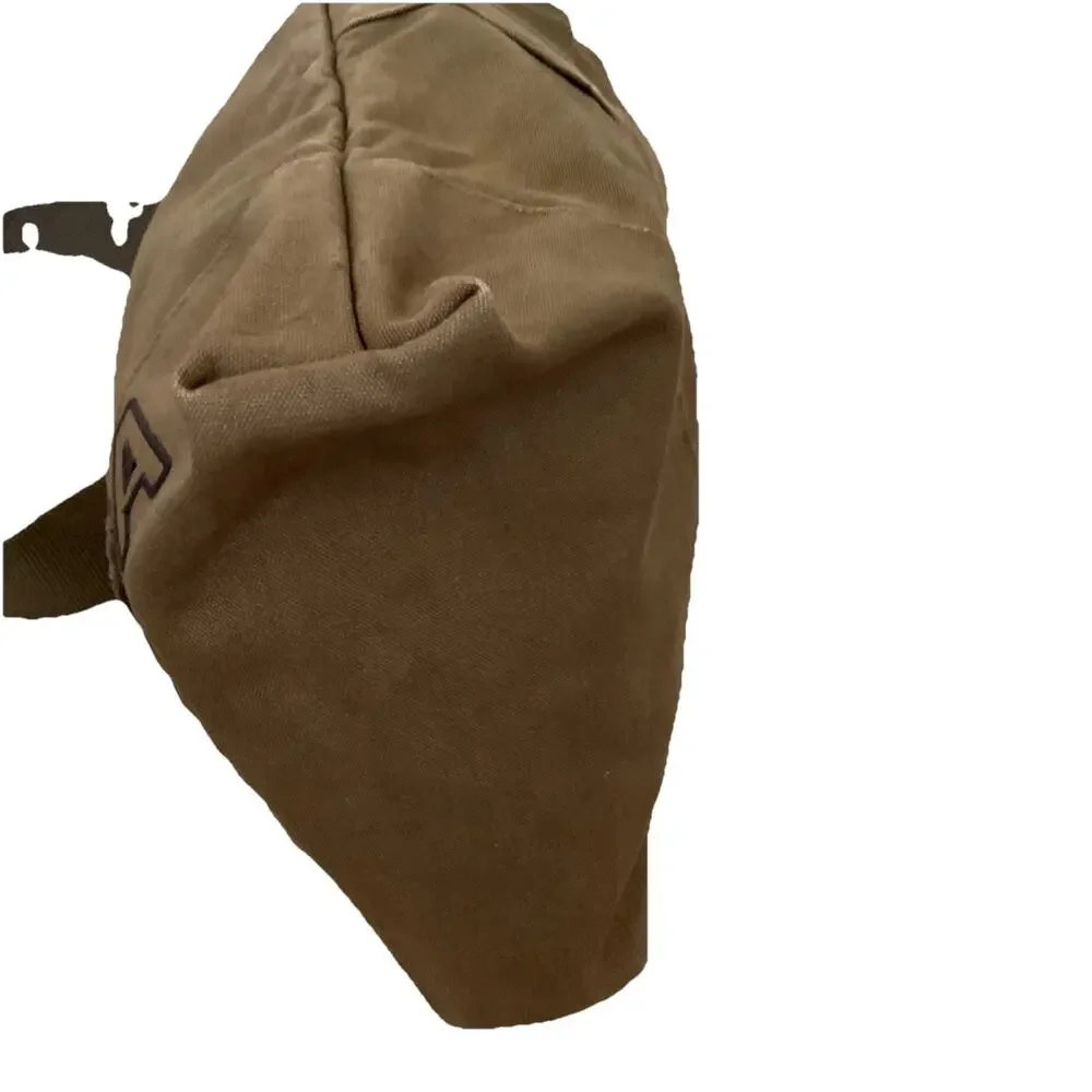 Roots Canada Brown Canvas Crossbody Shoulder Bag Maple Leaf Logo Flap Casual